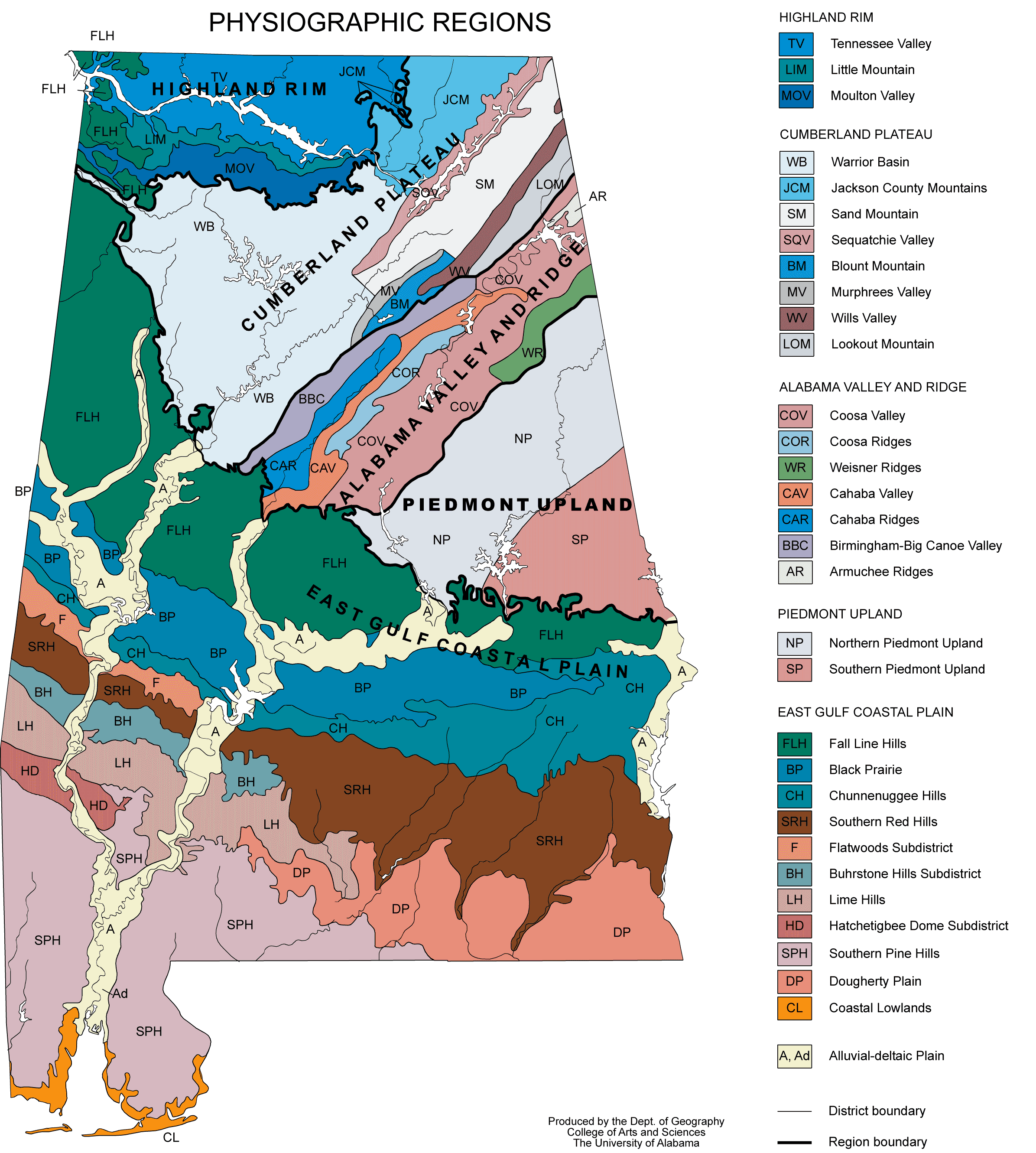 Alabama Physiographic Regions • Mapsof.net