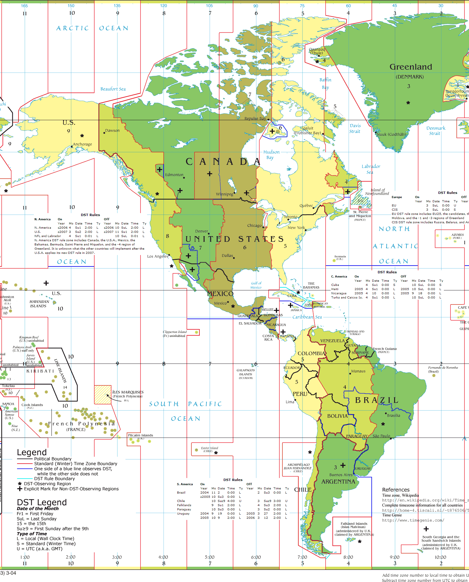 central america time zone map America Time Zones Mapsof Net central america time zone map