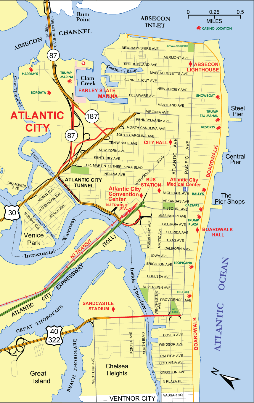 location map of casinos in atlantic city