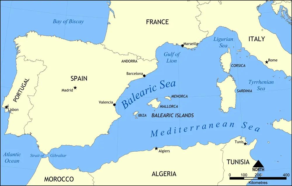 Balearic Sea Map 