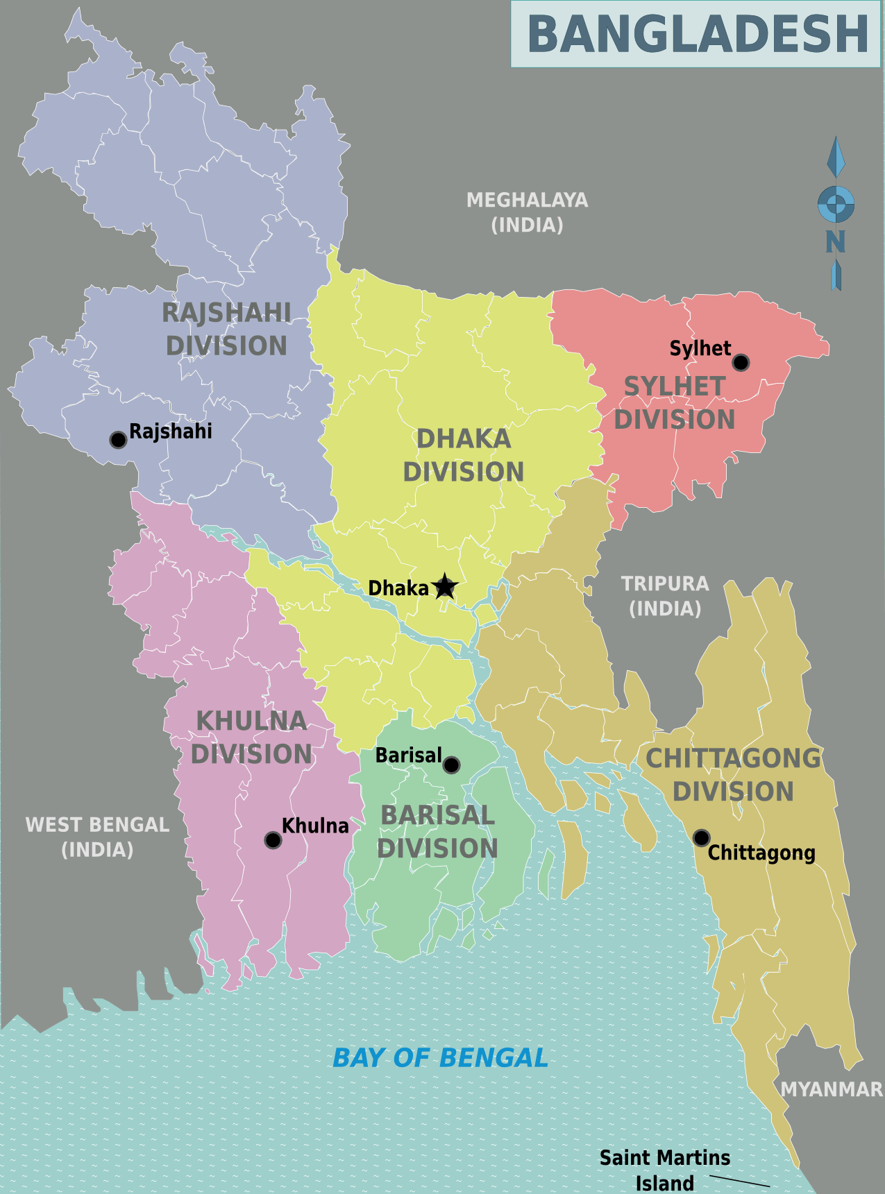 Bangladesh Regions Map 