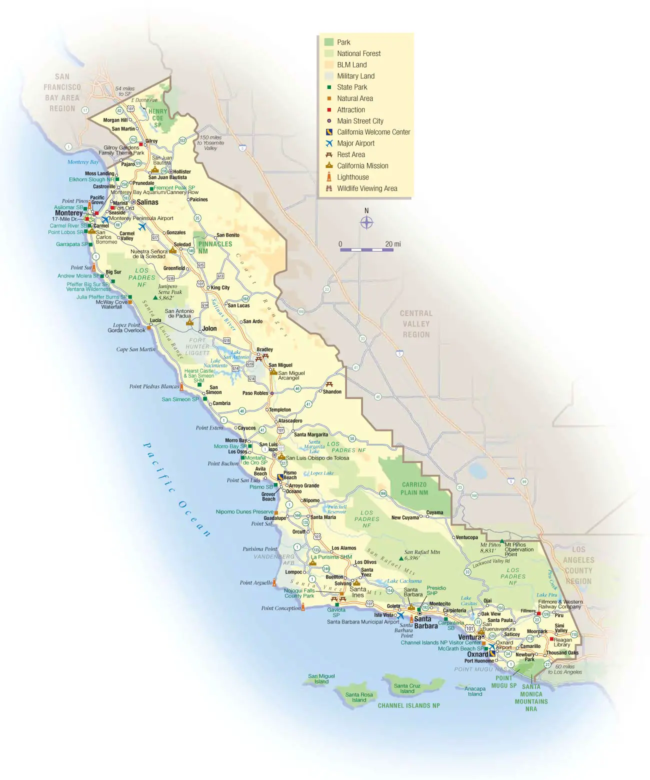 California Central Coast Map - MapSof.net