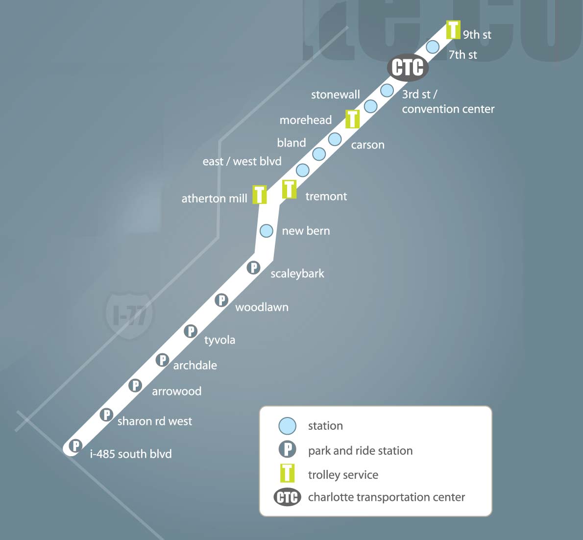 Charlotte Light Rail Map (metro) • Mapsof.net