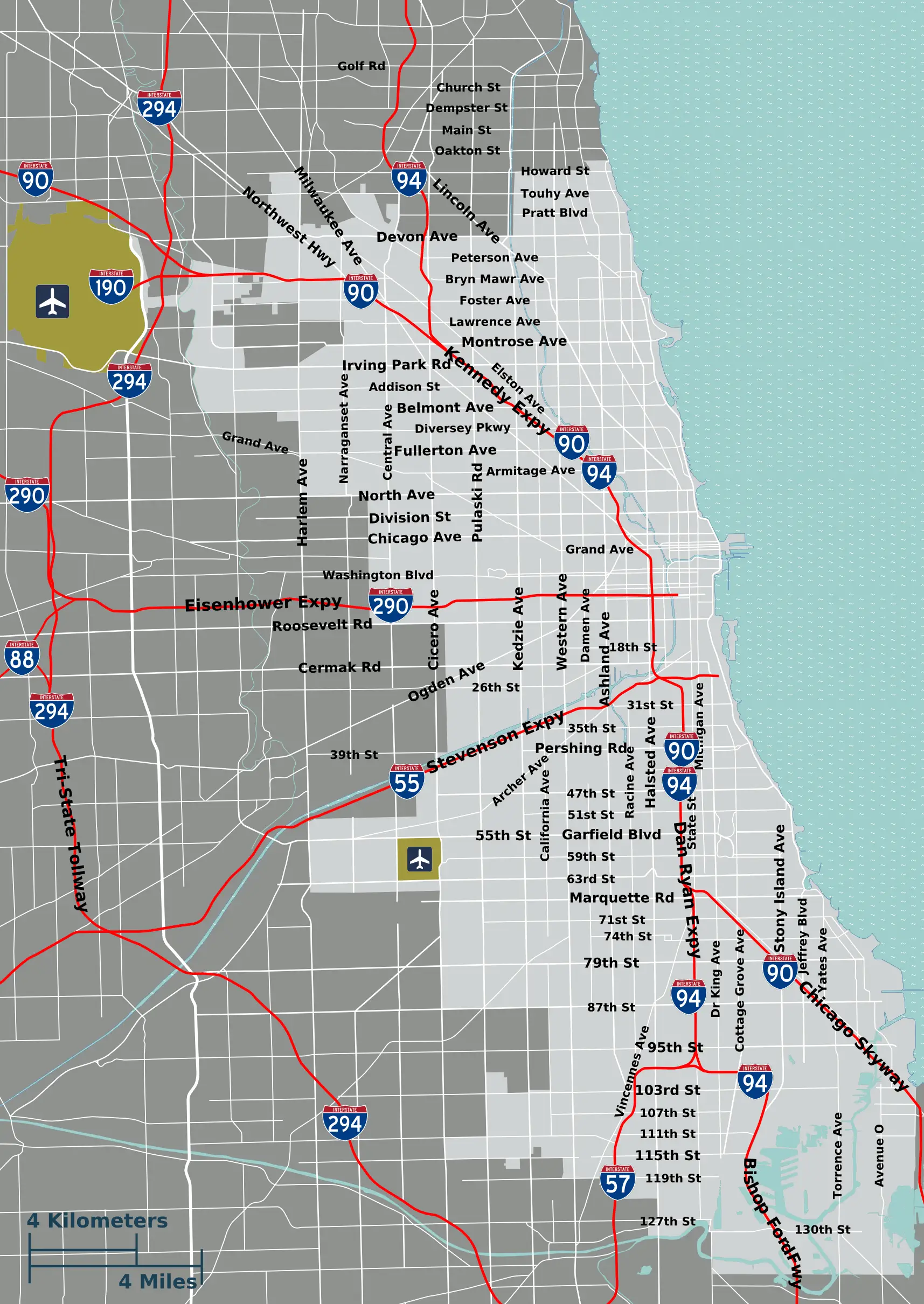 grid map of chicago