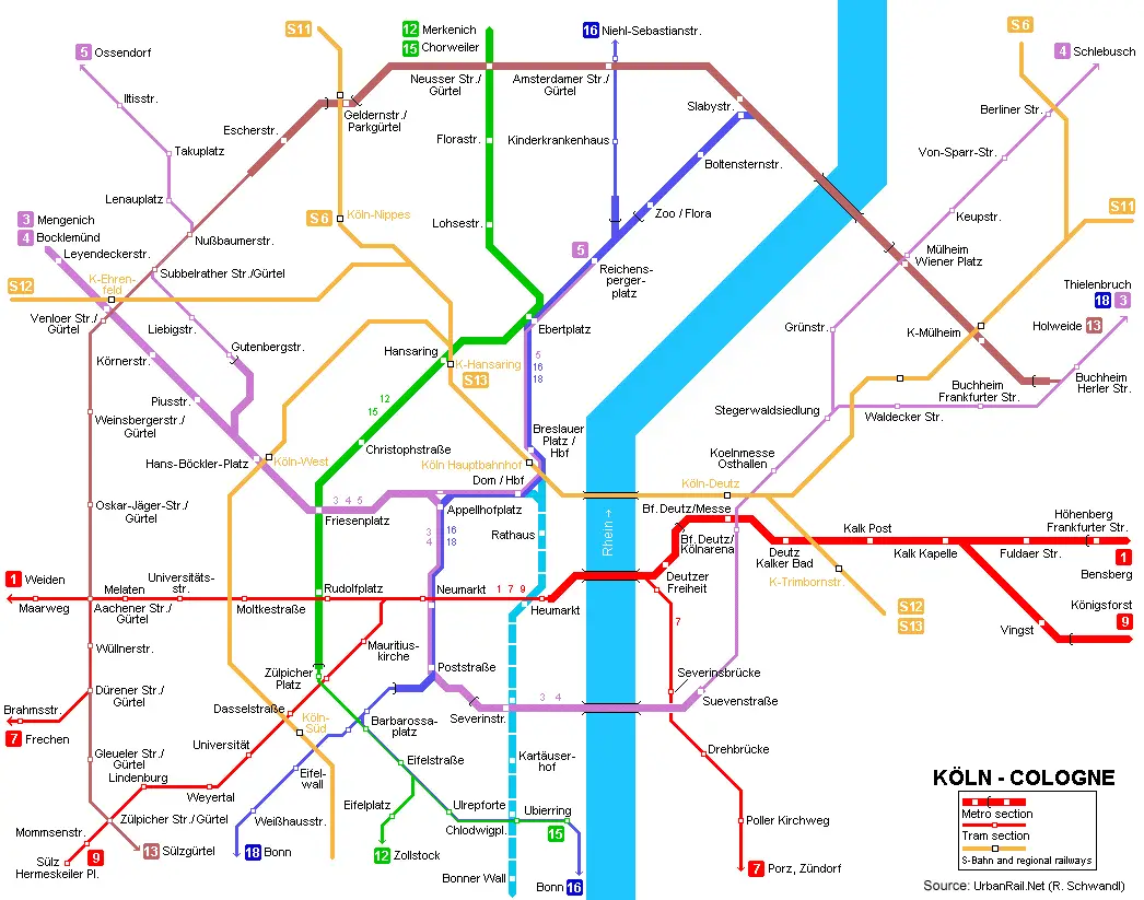 Cologne Metro Map (kln) - Cologne maps