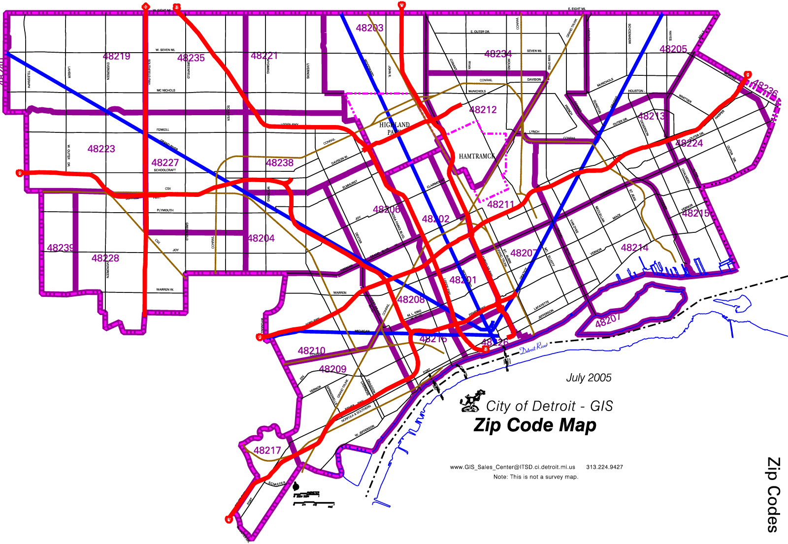 Detroit Zip Code Map • Mapsof.net