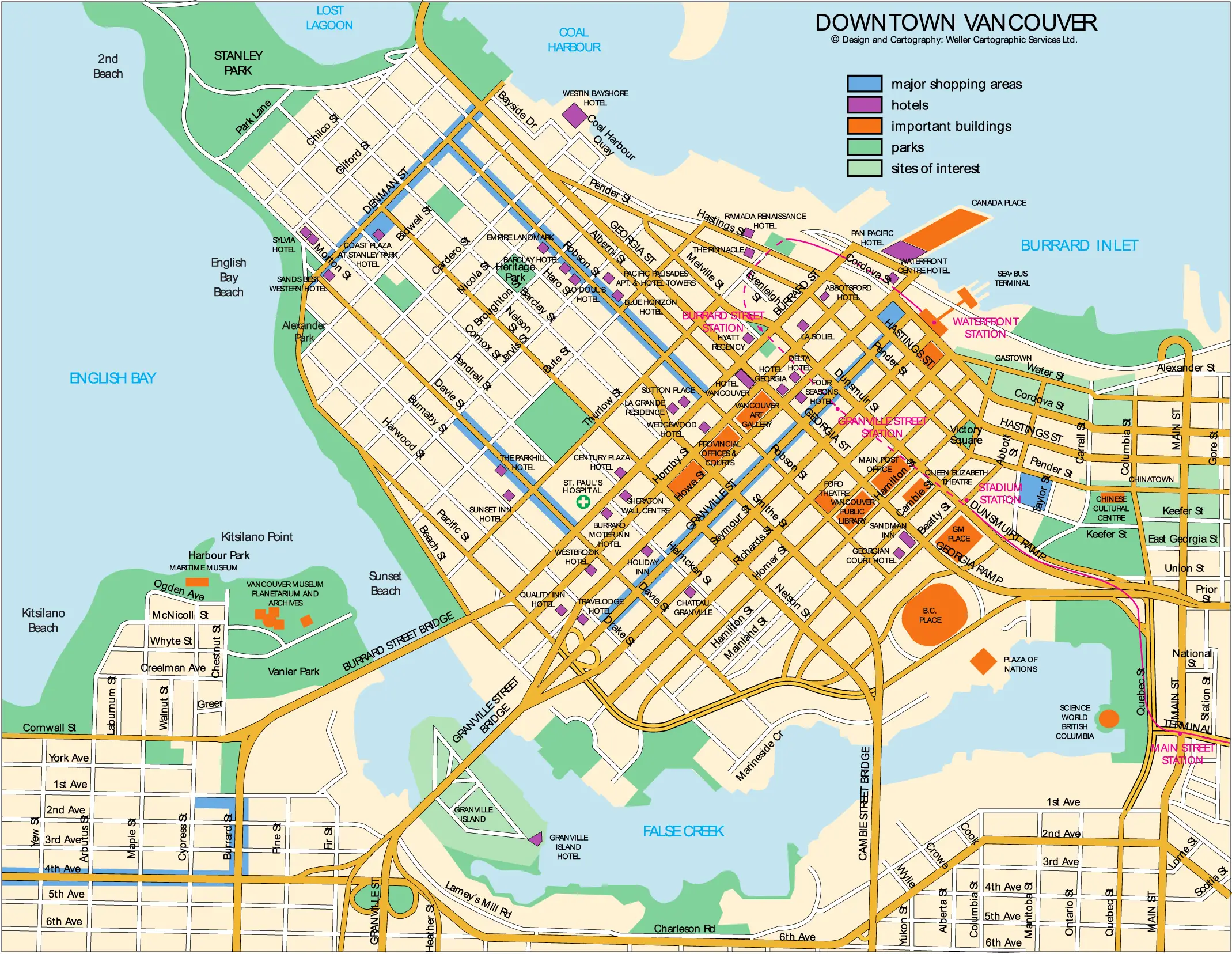 Downtown of Vancouver Map - Mapsof.net