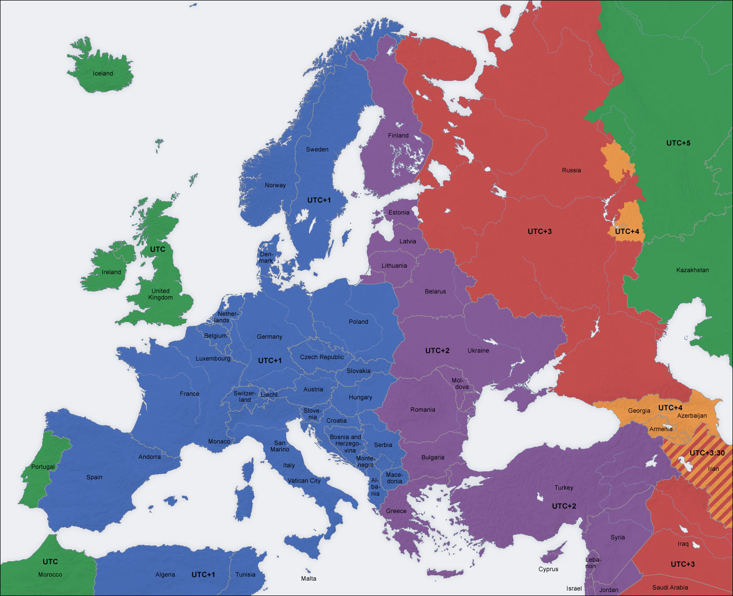 europe time zone map