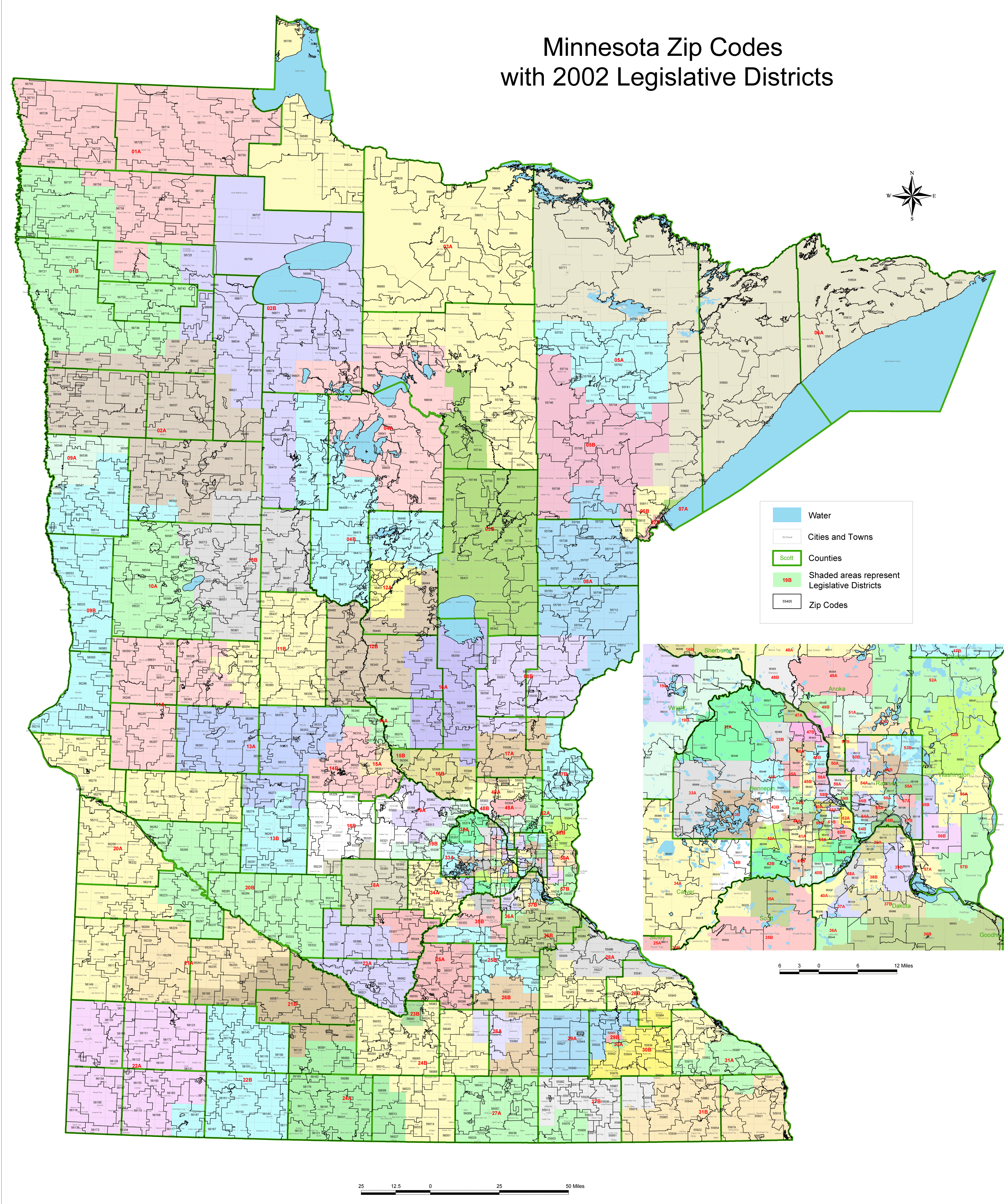 twin cities metro zip code map Minnesota Zip Code Map Mapsof Net twin cities metro zip code map