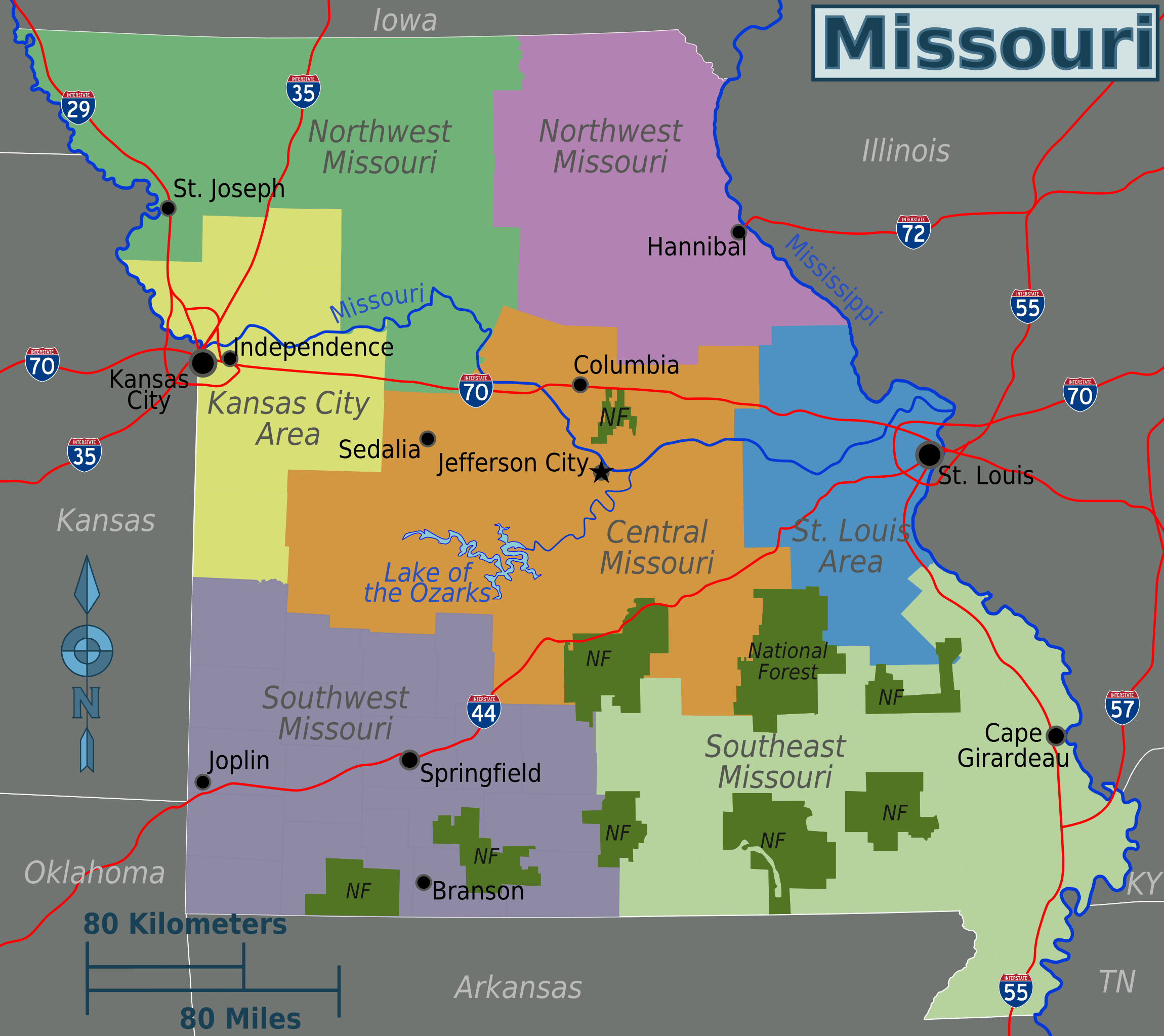 Missouri Regions Map Mapsof