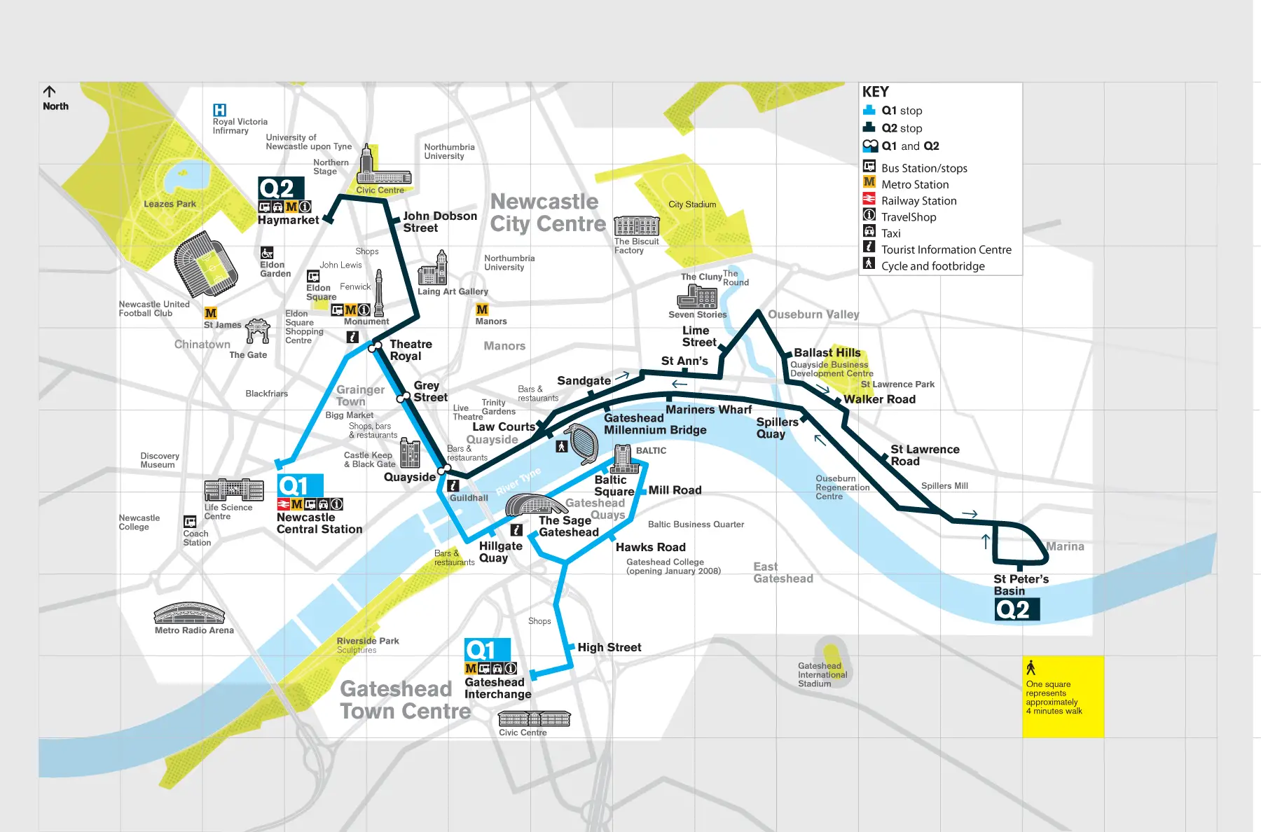 newcastle tourist transport map • mapsof
