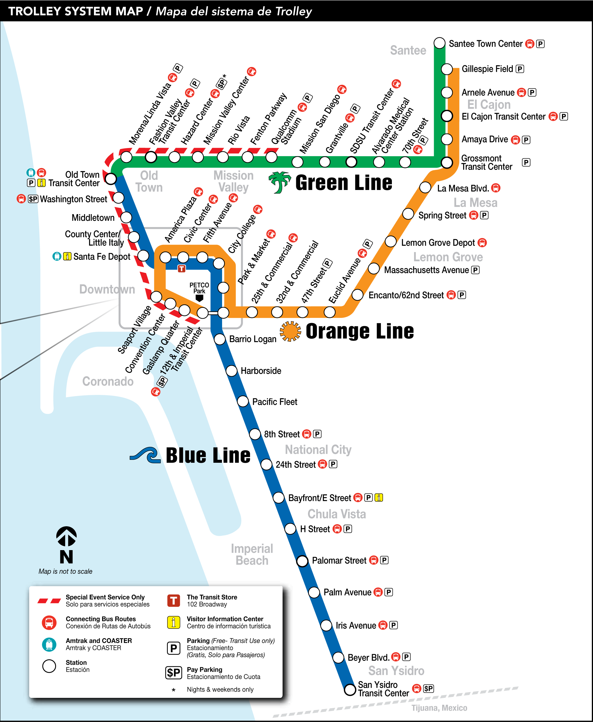 San Diego Metro System Map Trolley Mapsof Net