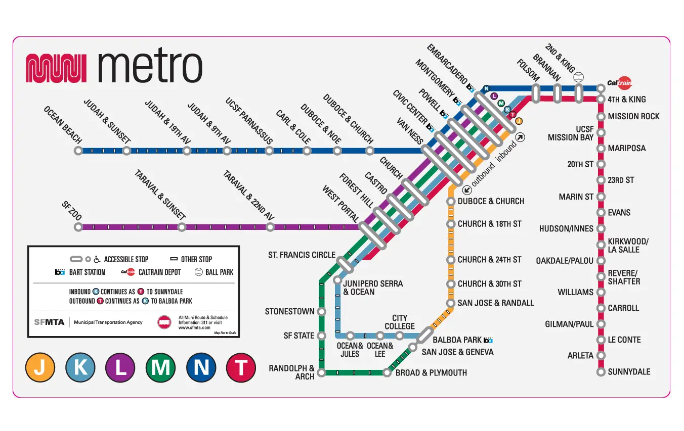 San Francisco Subway Map Muni Mapsof Net