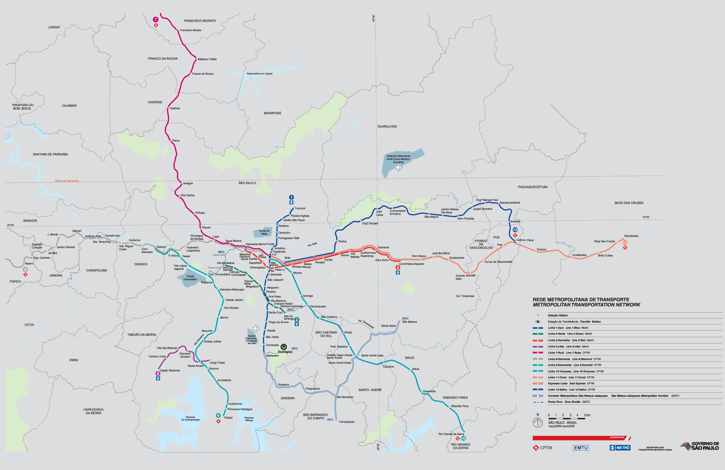 Sao Paulo Metro System Map Mapsof Net