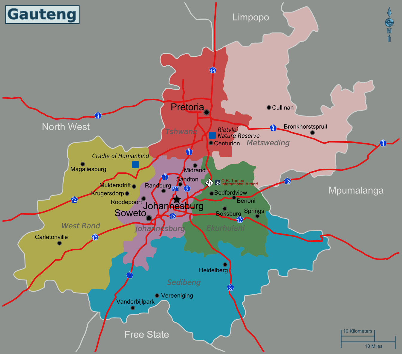 South Africa Gauteng Map 