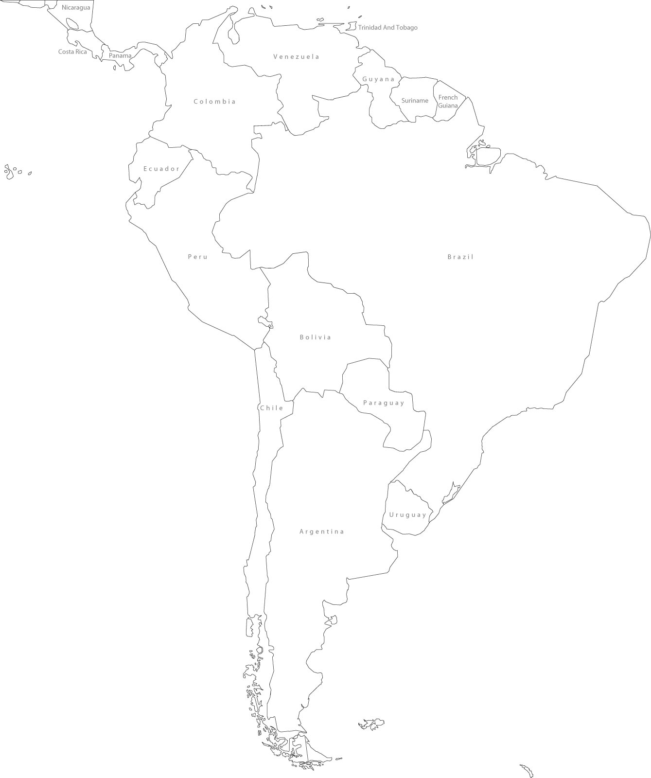 South America Blank Political Map •