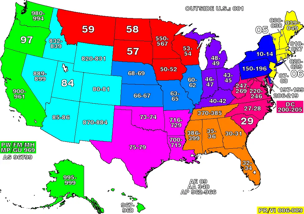 United States Zip Code Map • 0887