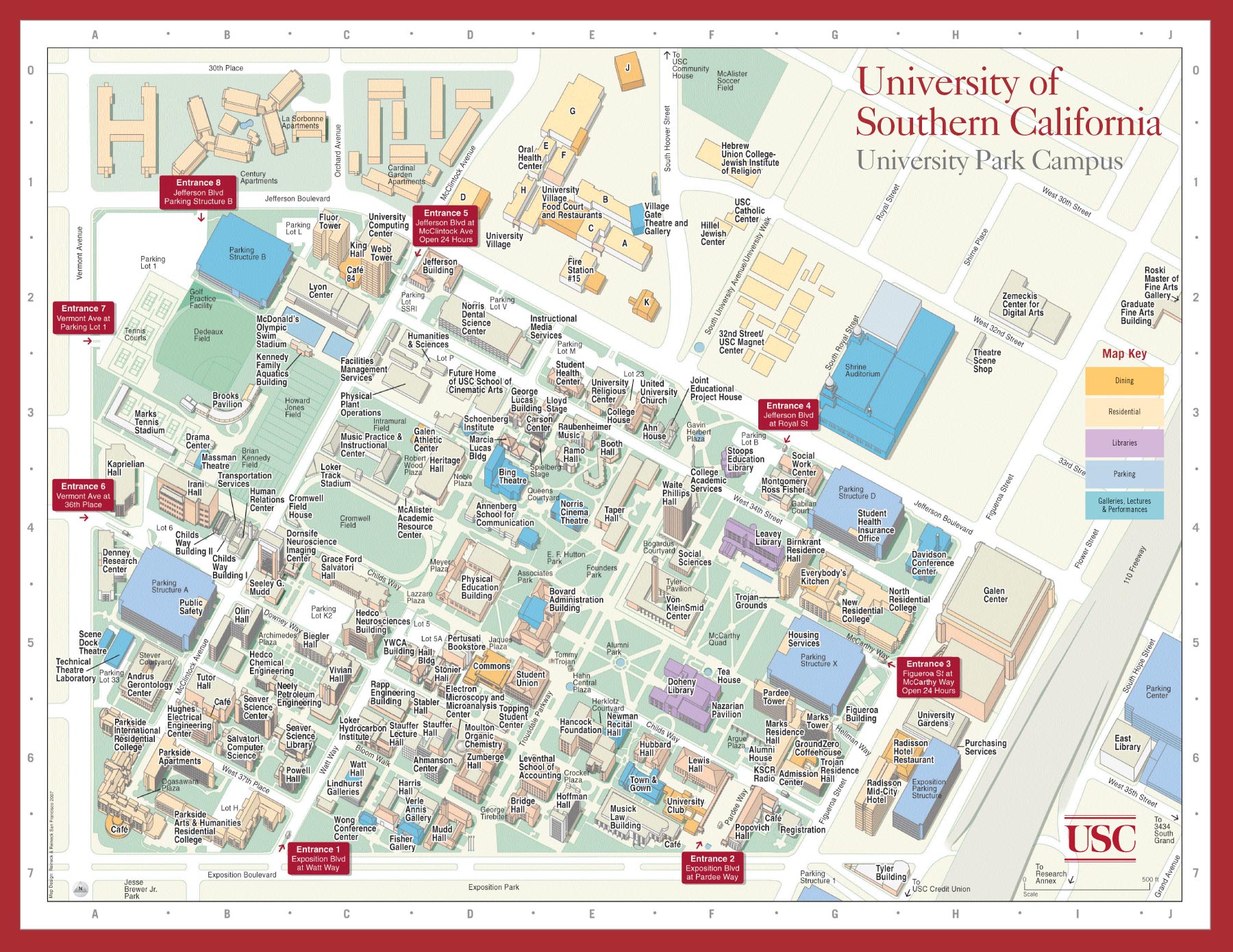 University of Southern California Campus Map - Mapsof.Net