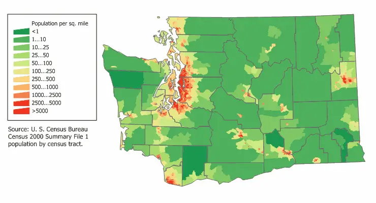 Washington Population Map Mapsof Net