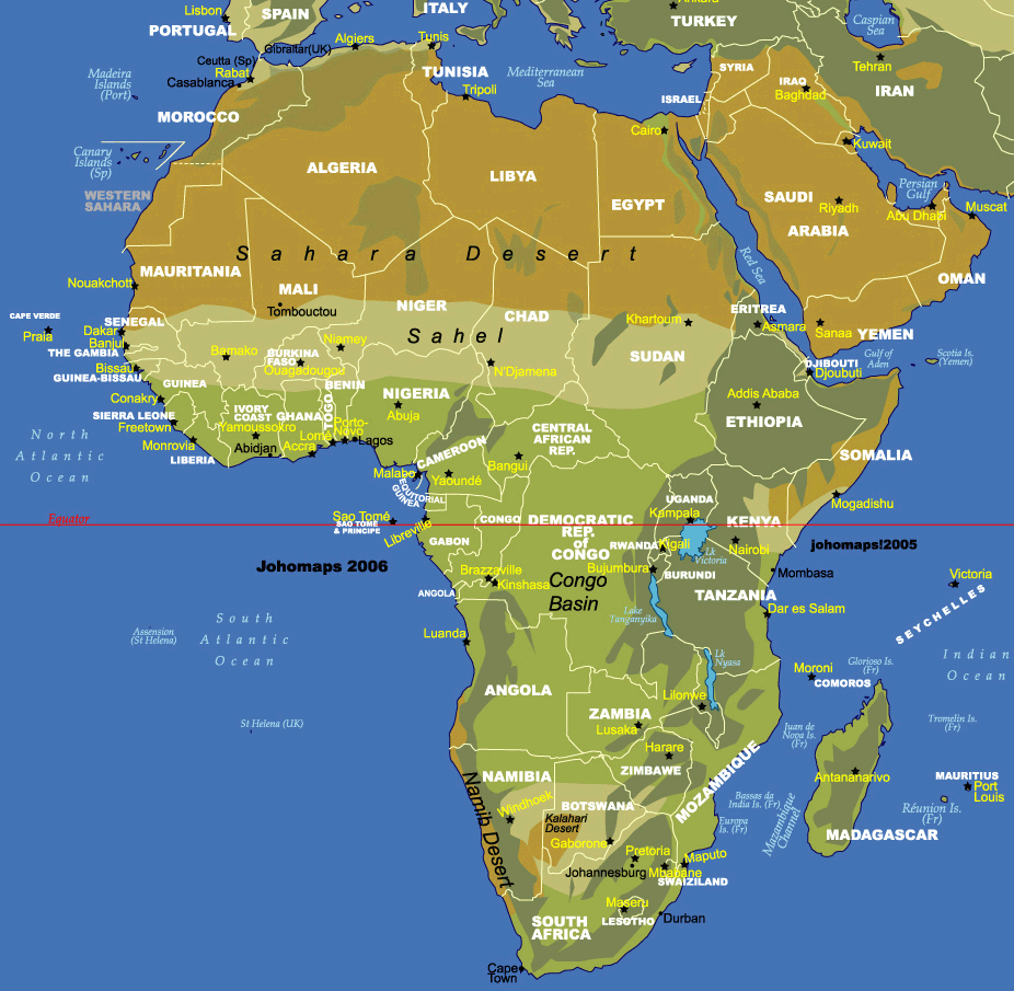 map of africa with countries and equator Africa Equator Mapsof Net map of africa with countries and equator