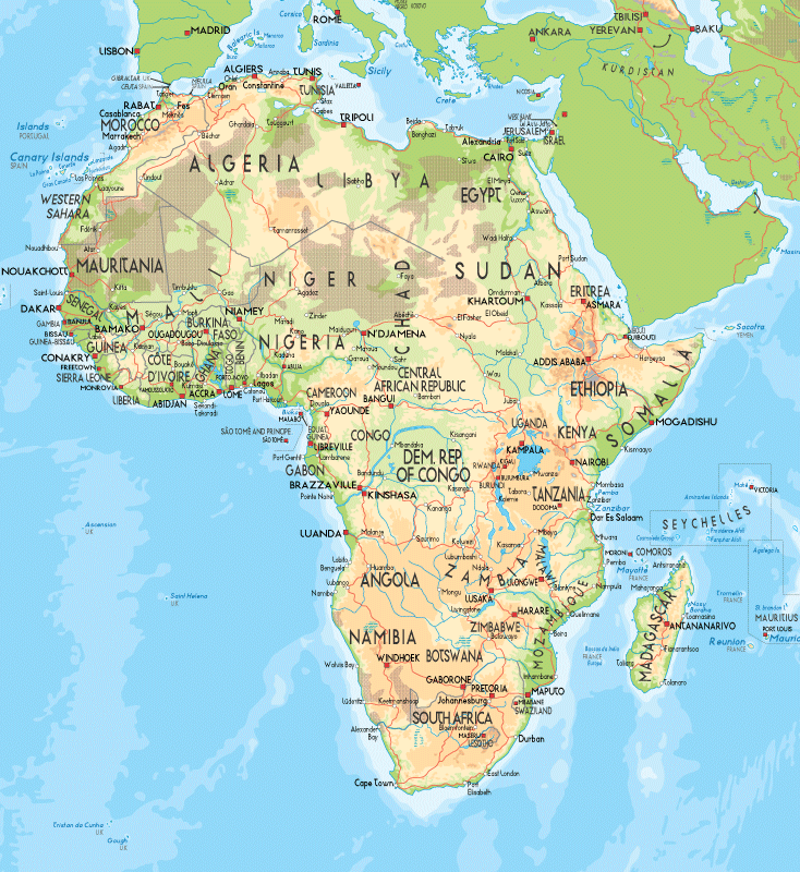 Map Of Africa And Asia With Countries. Please wait while map is