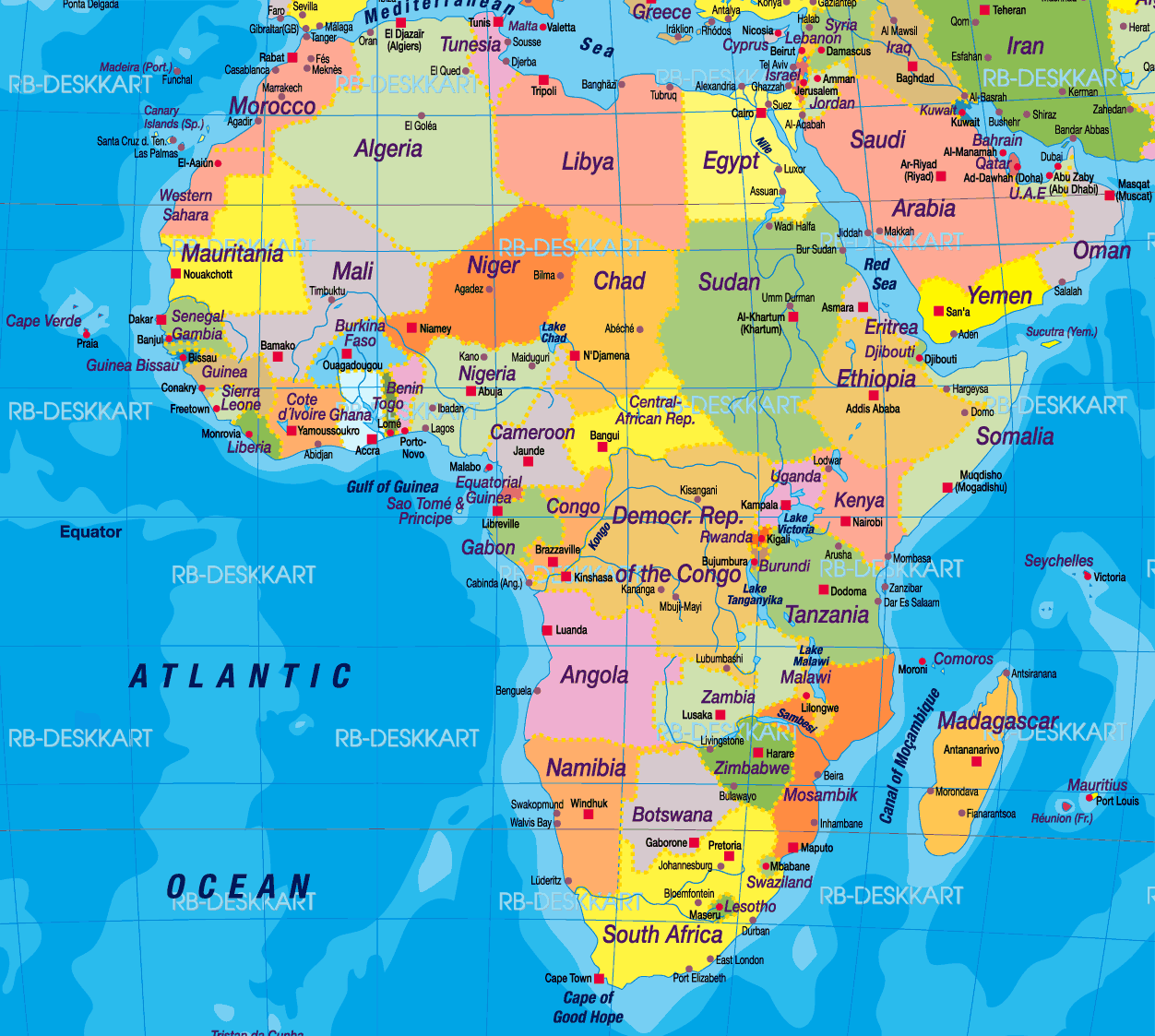 Political Map Of Africa With Capitals