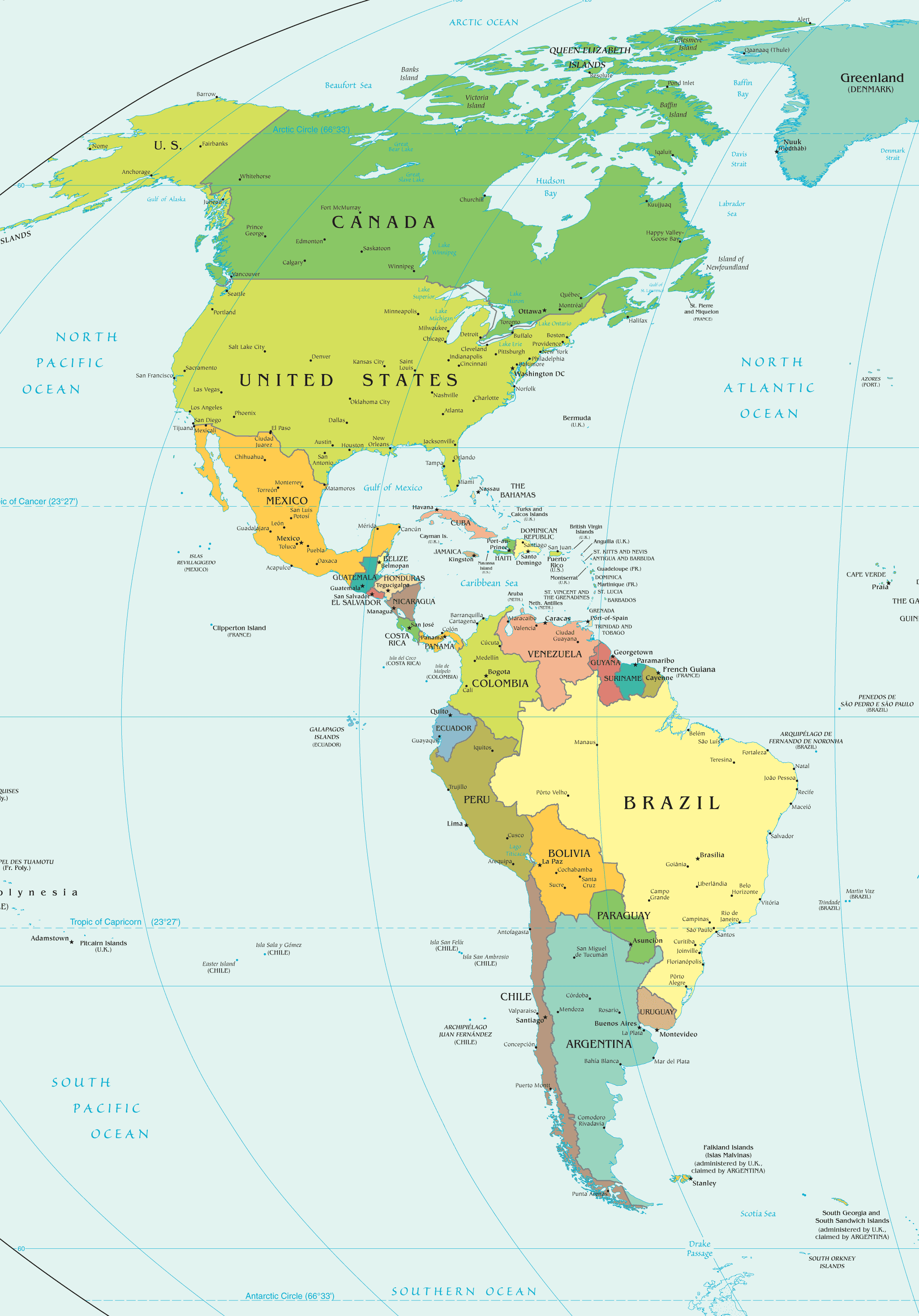 Western Hemisphere Political Map Images & Pictures - Becuo