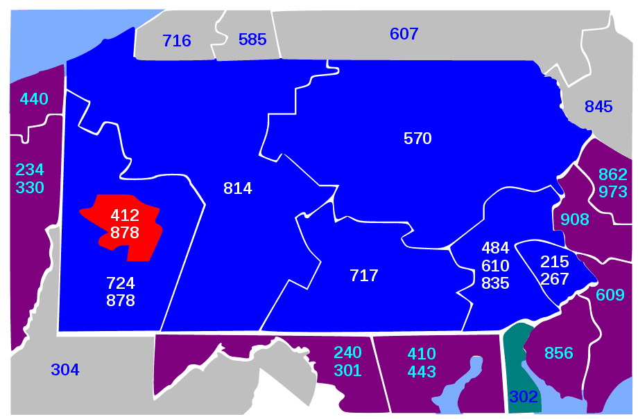 area code map. Area Code 412