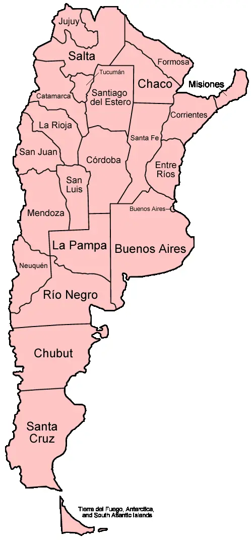 Argentina Provinces English • Mapsof.net