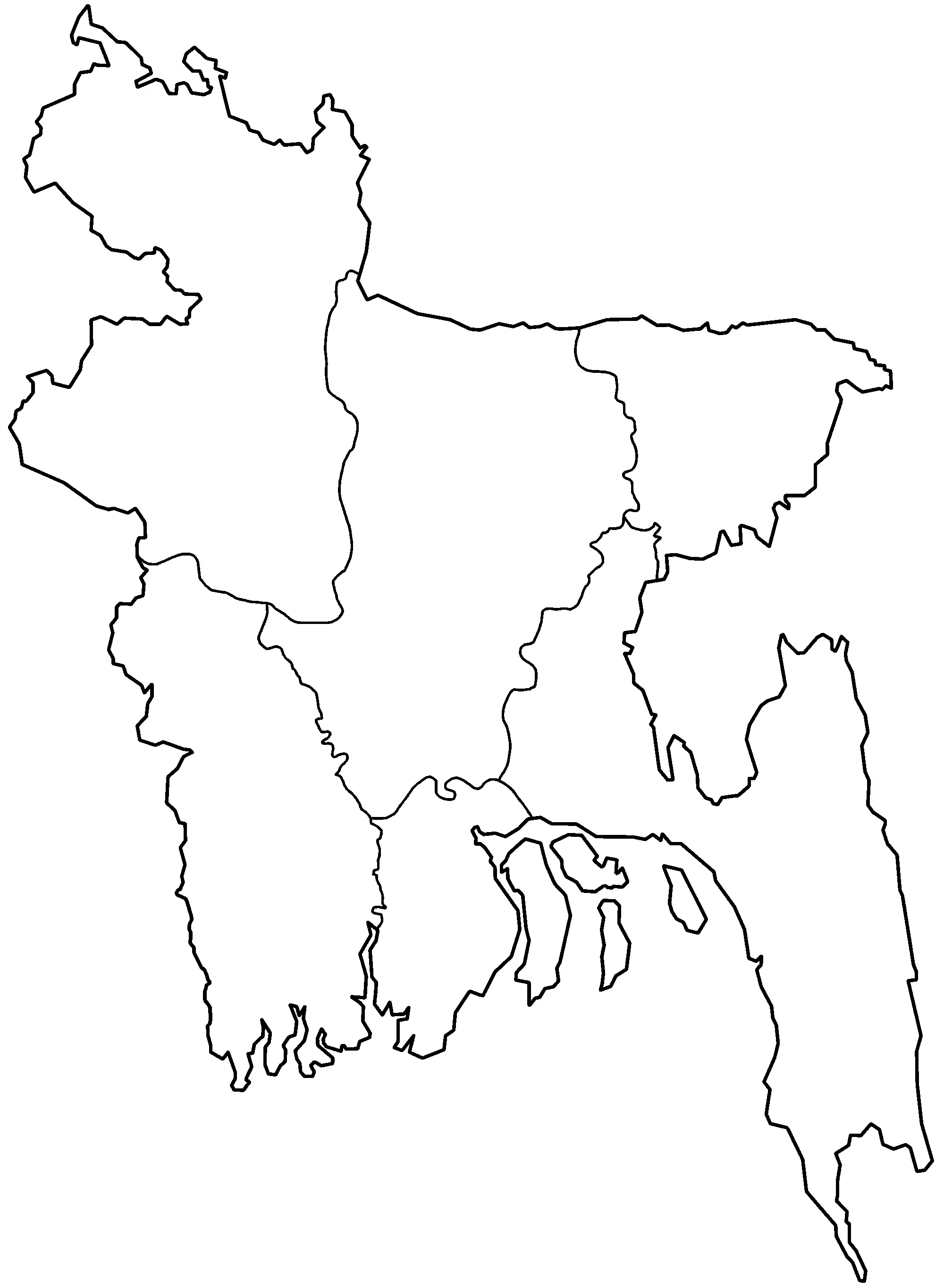 Bangladesh Divisions Blank • Mapsof.net