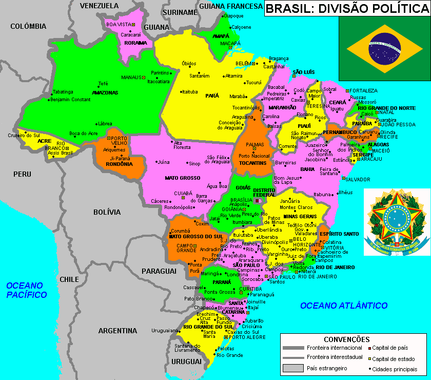 political maps of florida. Brazil Political Map (pt)