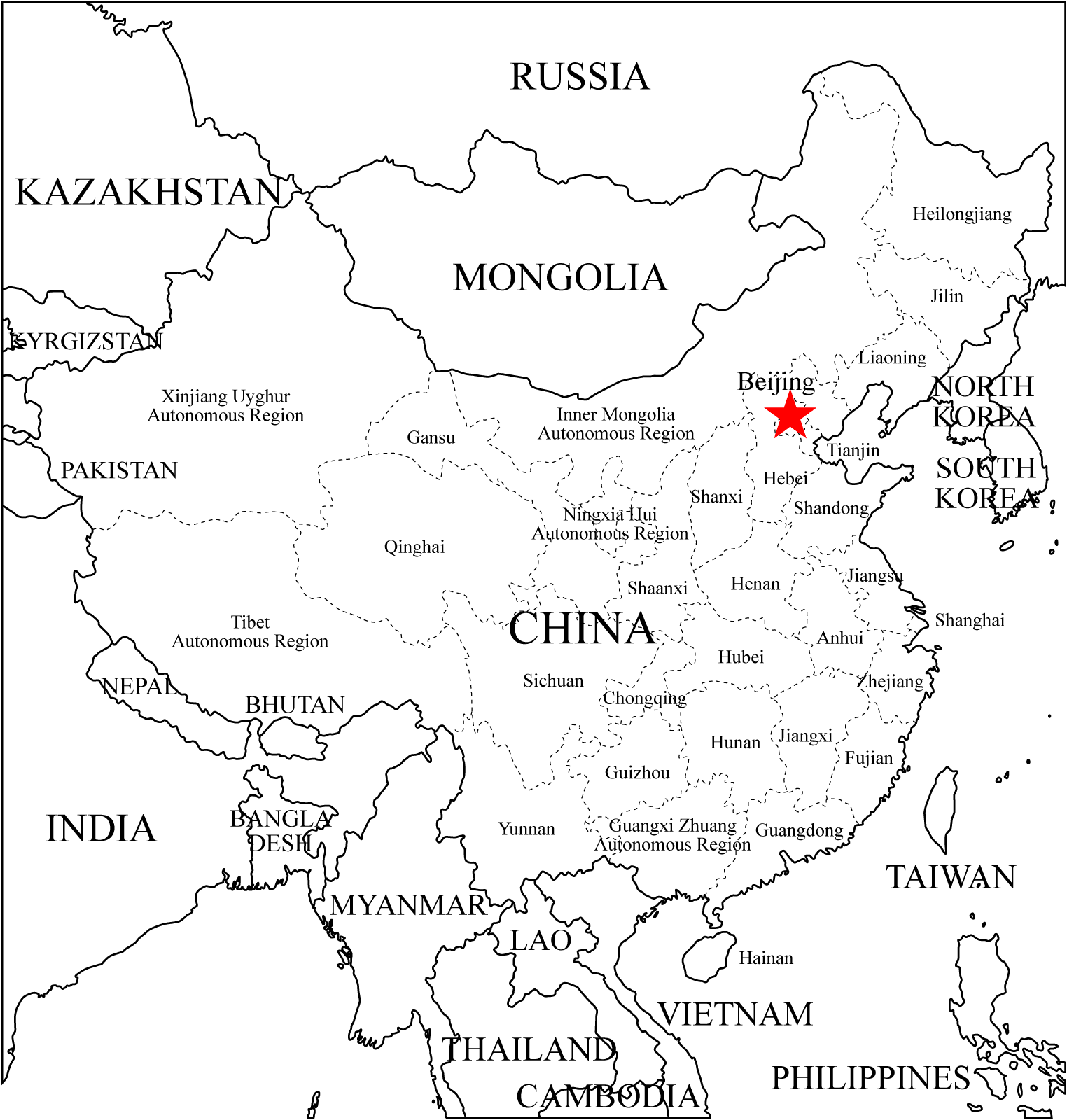 Labeled China Map
