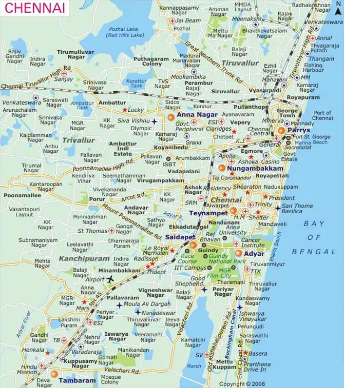 Chennai City Road Map - Terminal Map