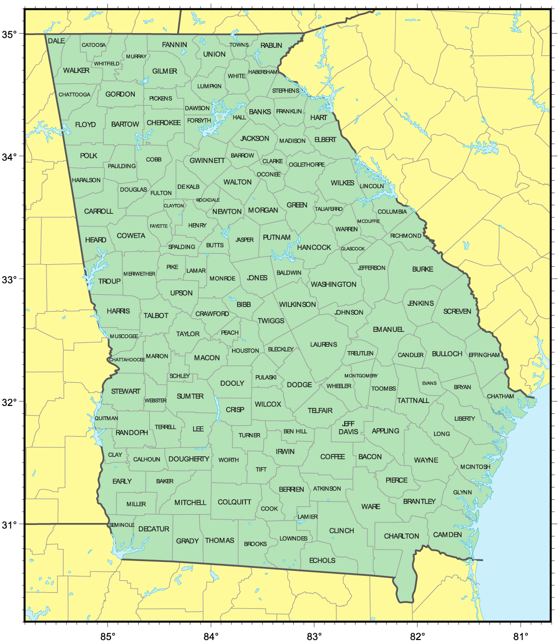 Counties Map Of Georgia Mapsof Net