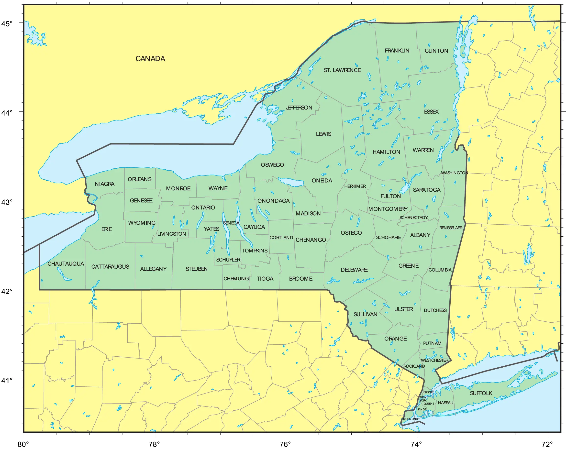 Counties Map Of New York Mapsof Net