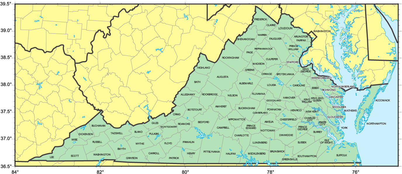 Counties Map Of Virginia Mapsof Net