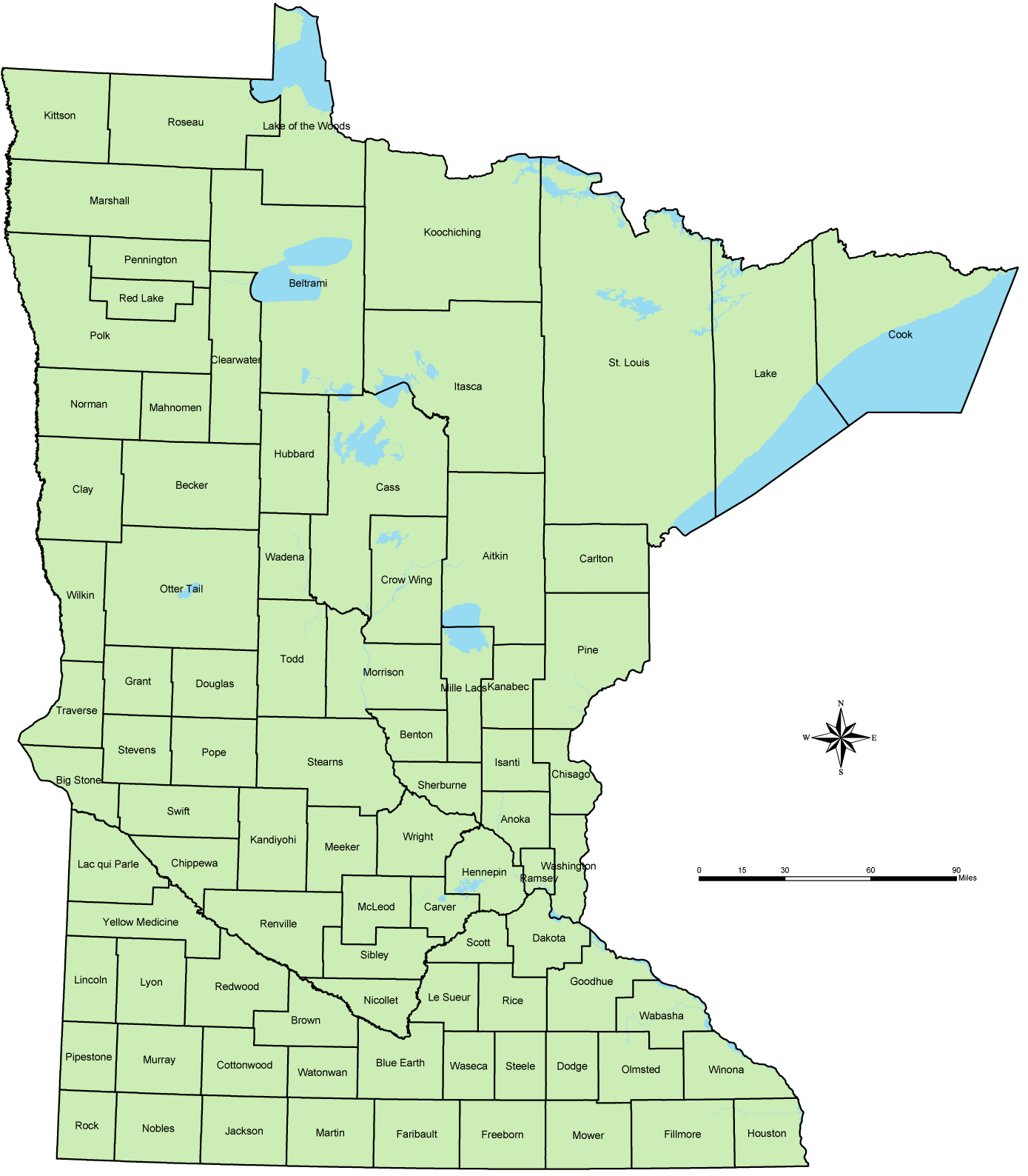 Counties of Minnesota Map • Mapsof net