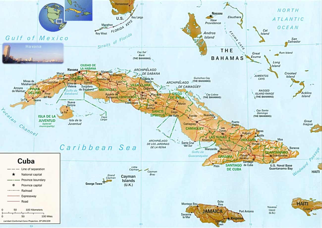 Physical Map Cuba