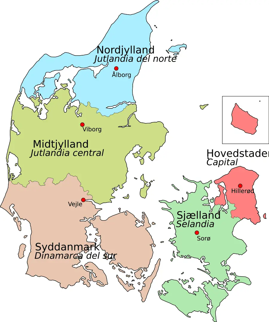 Denmark Regions Es • Mapsof.net