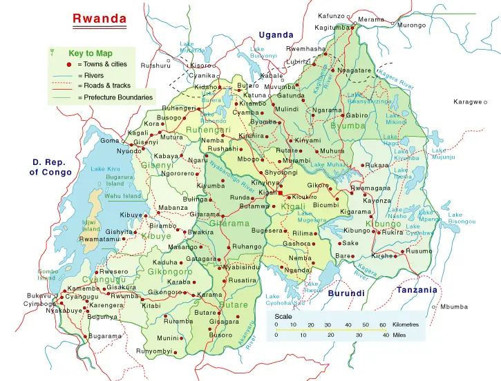 physical map of rwanda. Detailed Rwanda Map