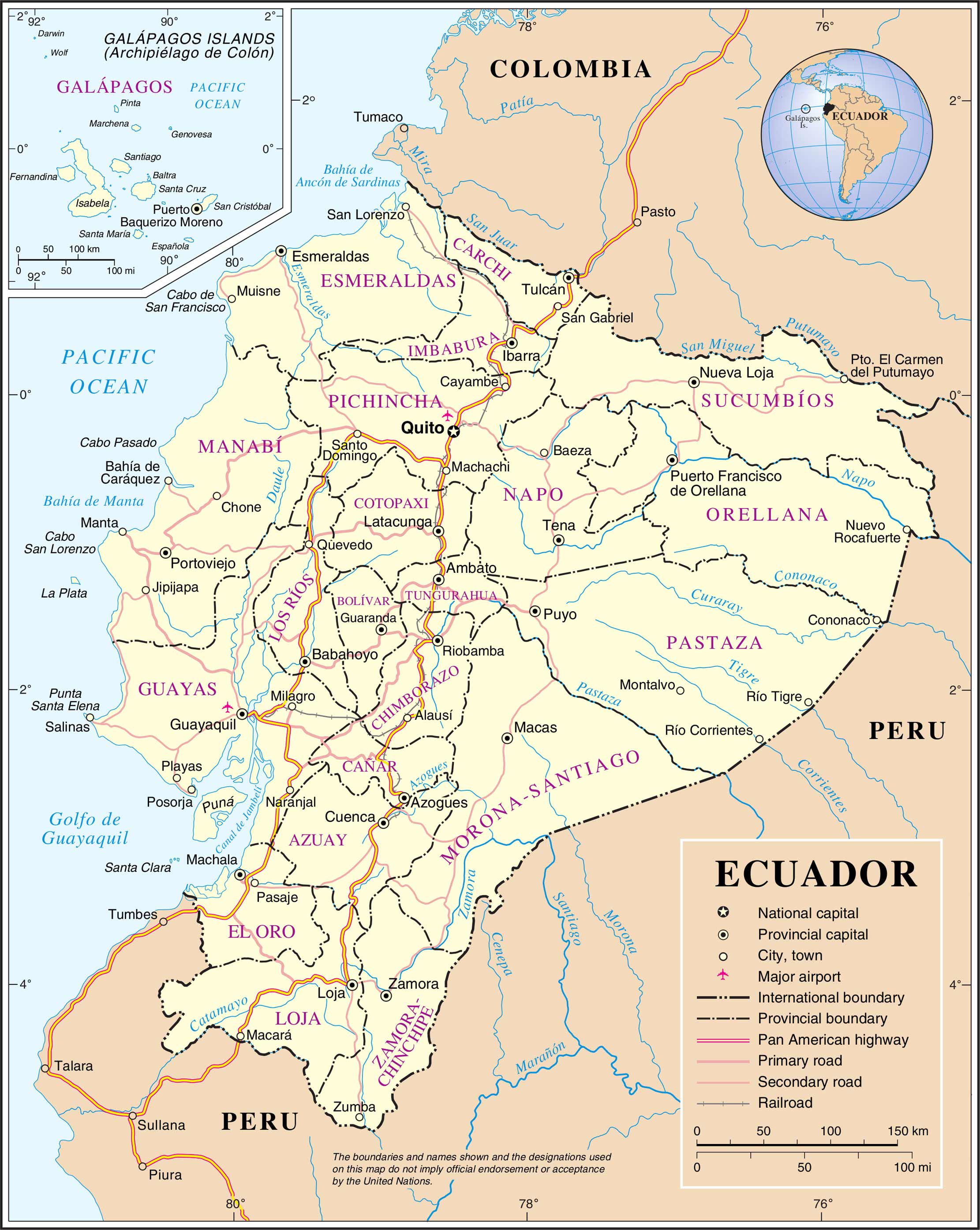 Ecuador Political Map Mapsof Net