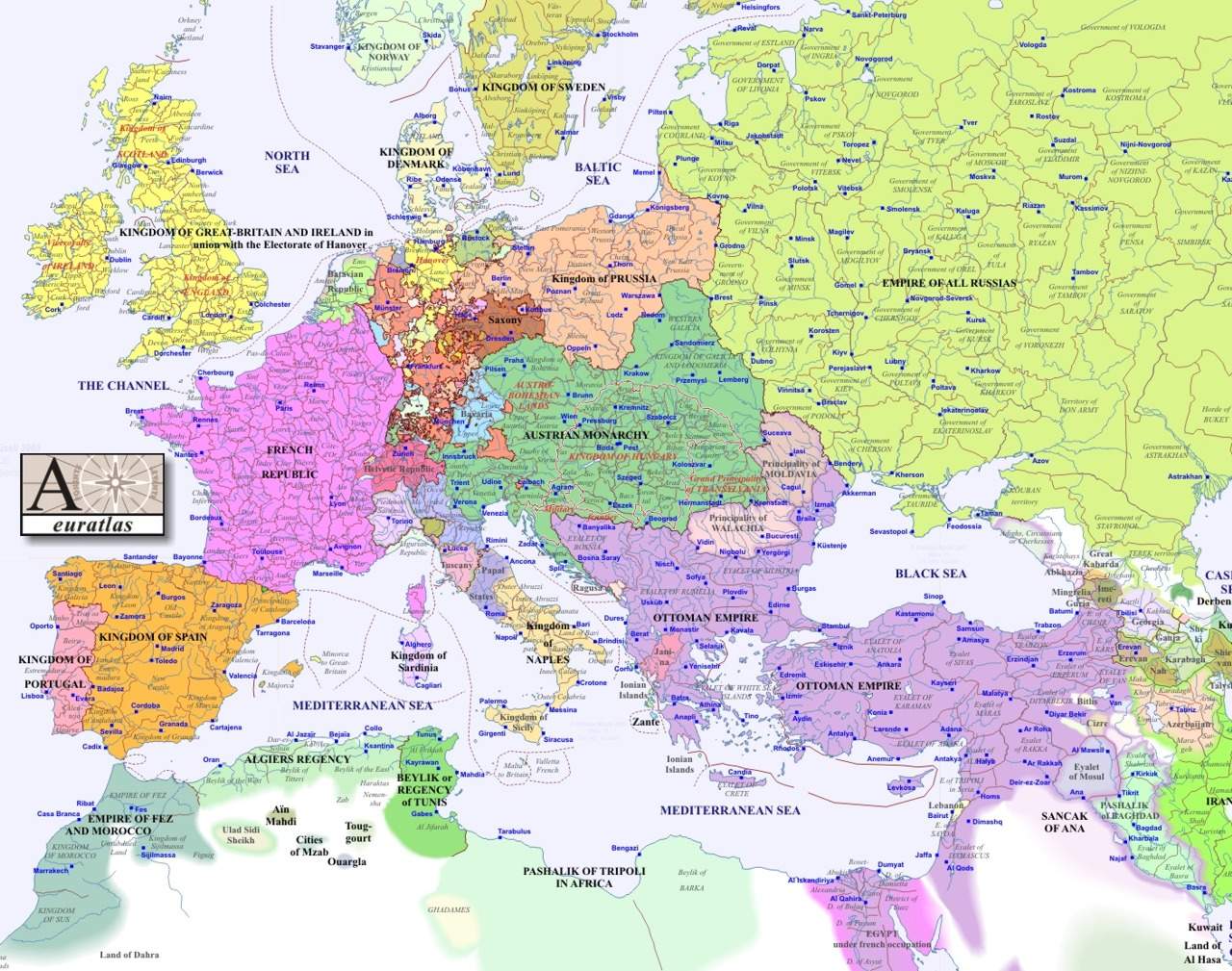 Political Map Of Europe 1800 Map Of Worldeurope Map In 1800