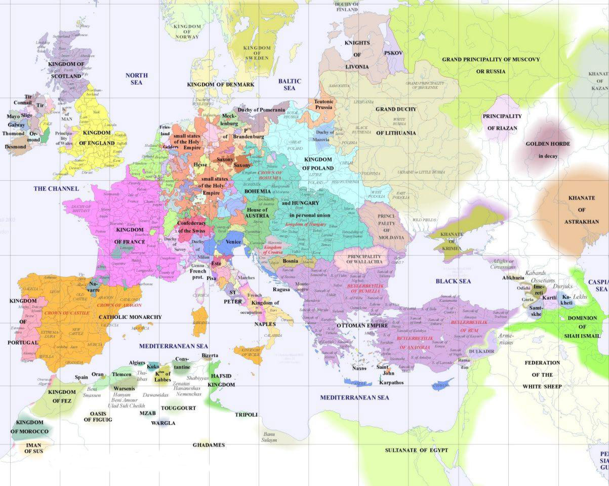 Map Of Europe In 1500