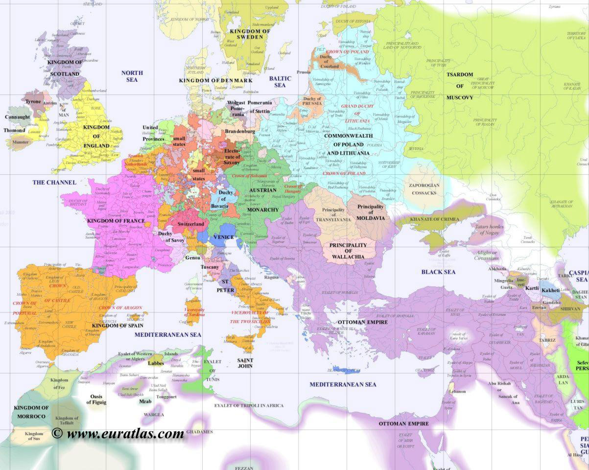 Blank Map Europe 1600