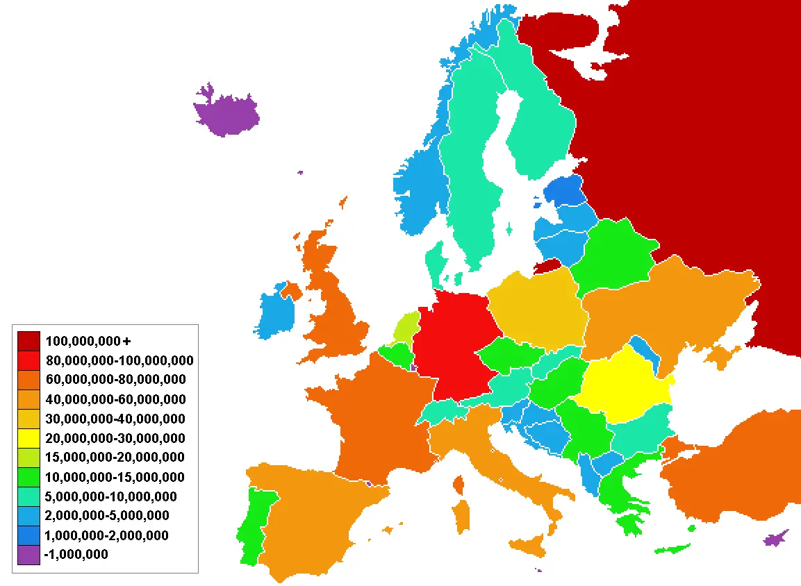 Map Of Europe Population