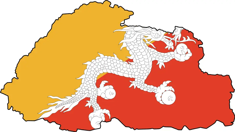political map of bhutan. Flag Map Of Bhutan