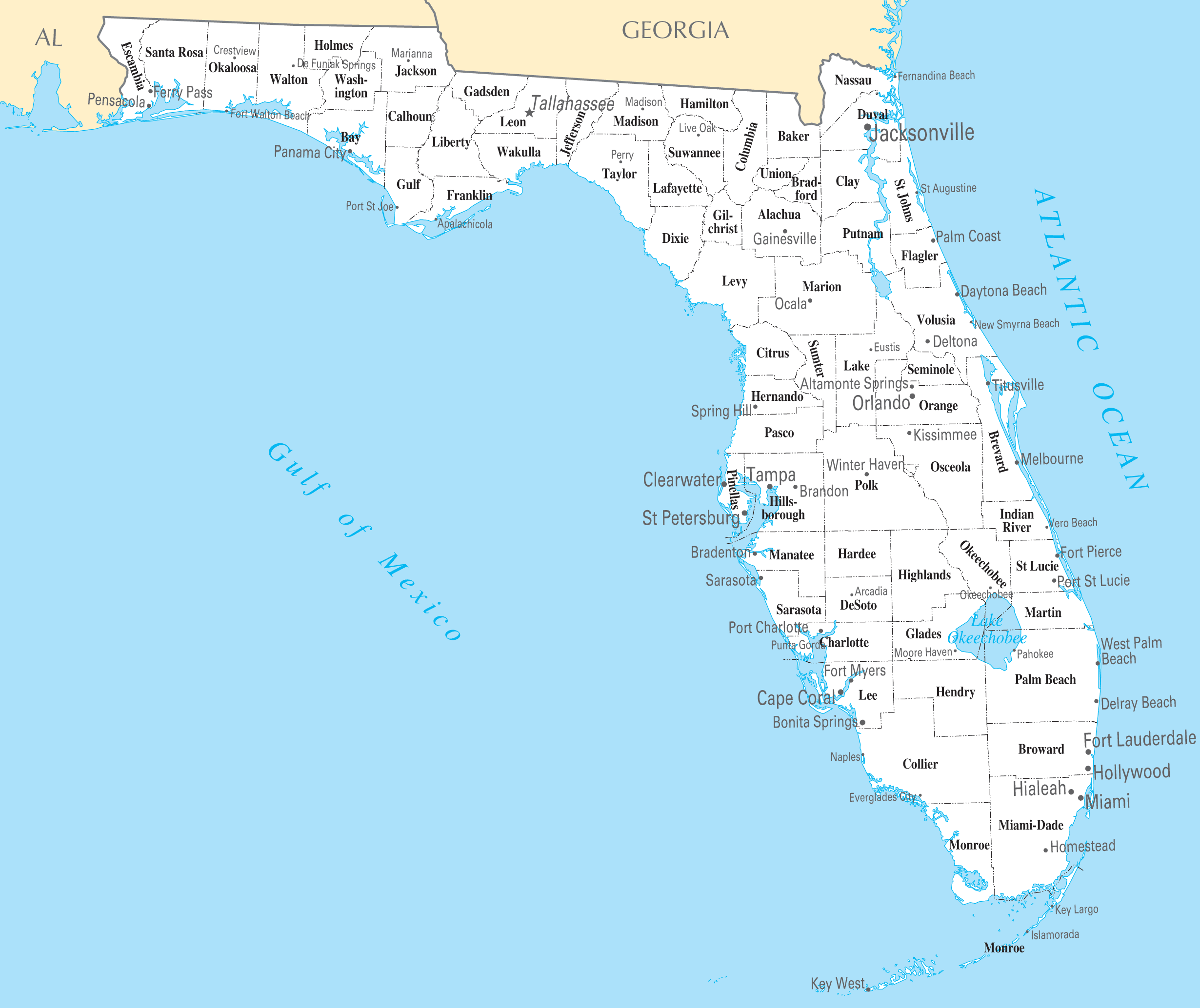 Map Of Florida Cities | Outravelling Maps Guide