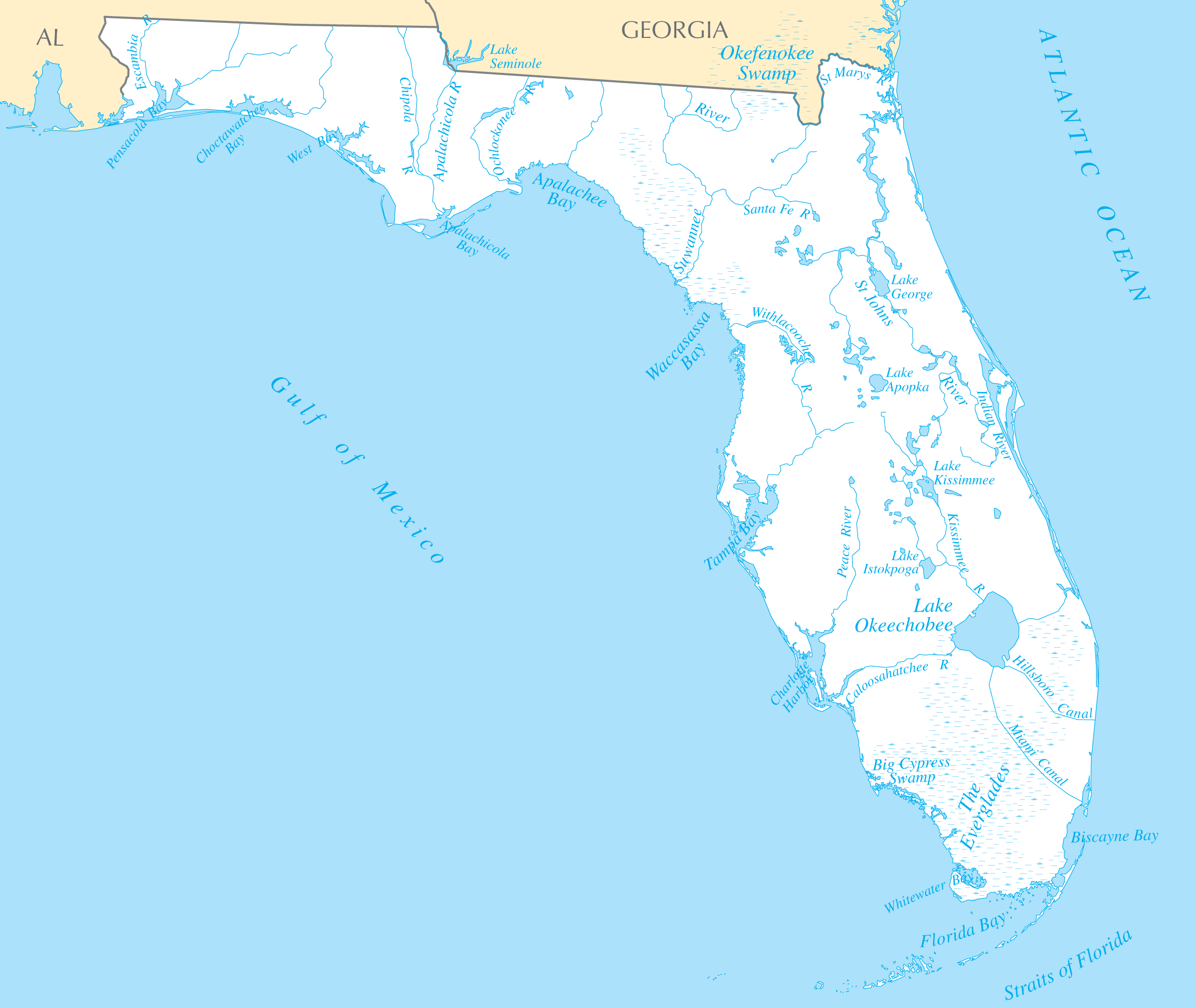 map of florida lakes and rivers Florida Rivers And Lakes Mapsof Net map of florida lakes and rivers