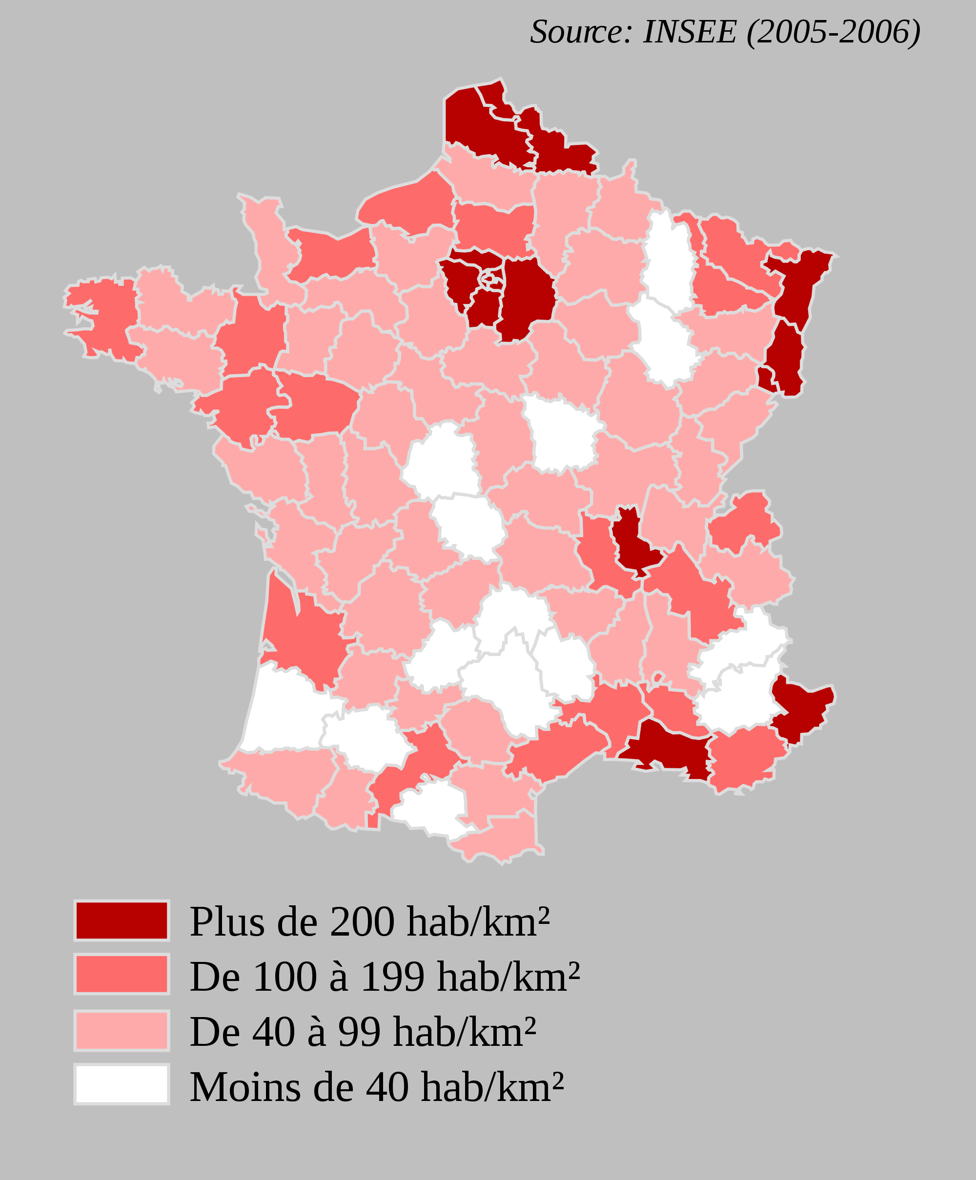 France Departments With Population Density Mapsof