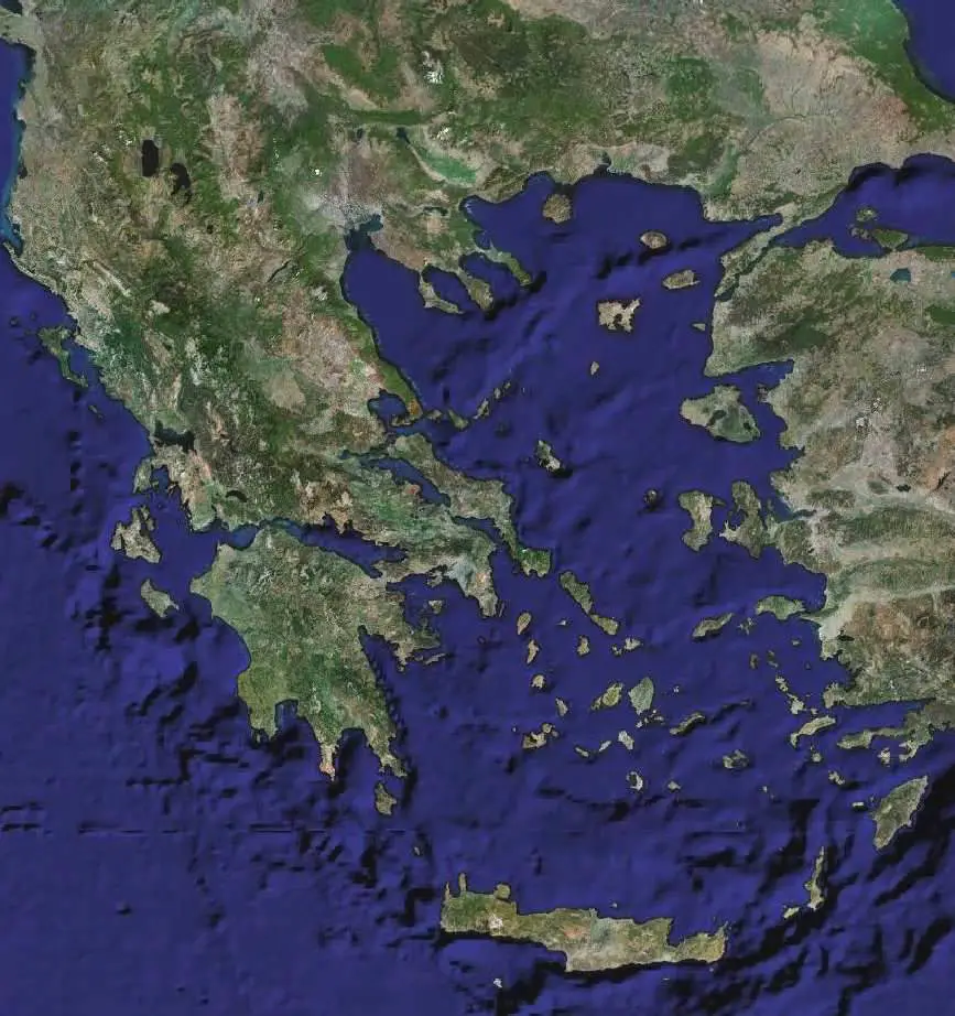 Greece Satellite Map • Mapsof.net